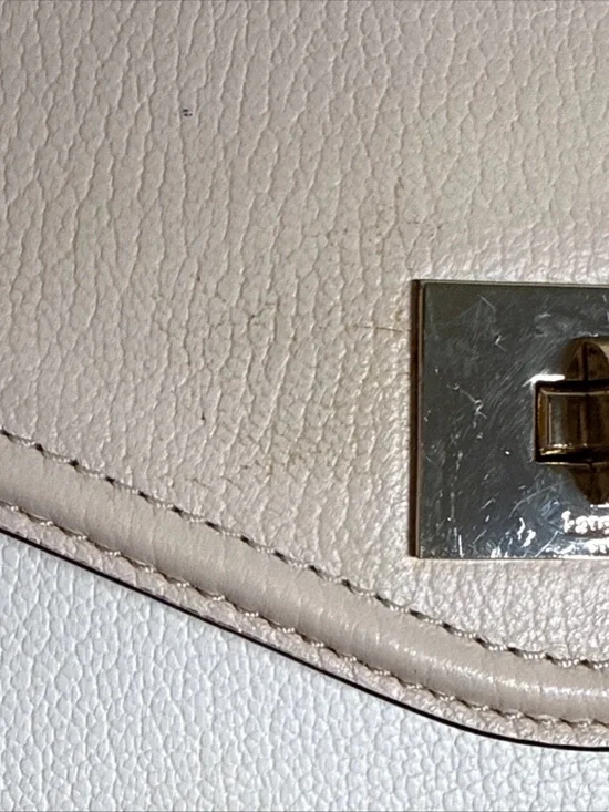 Kate Spade Cream White Pebbled Leather Satchel Crossbody Bag Gold Hardware - Picture 12 of 16